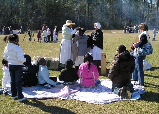 Students try out history clothes