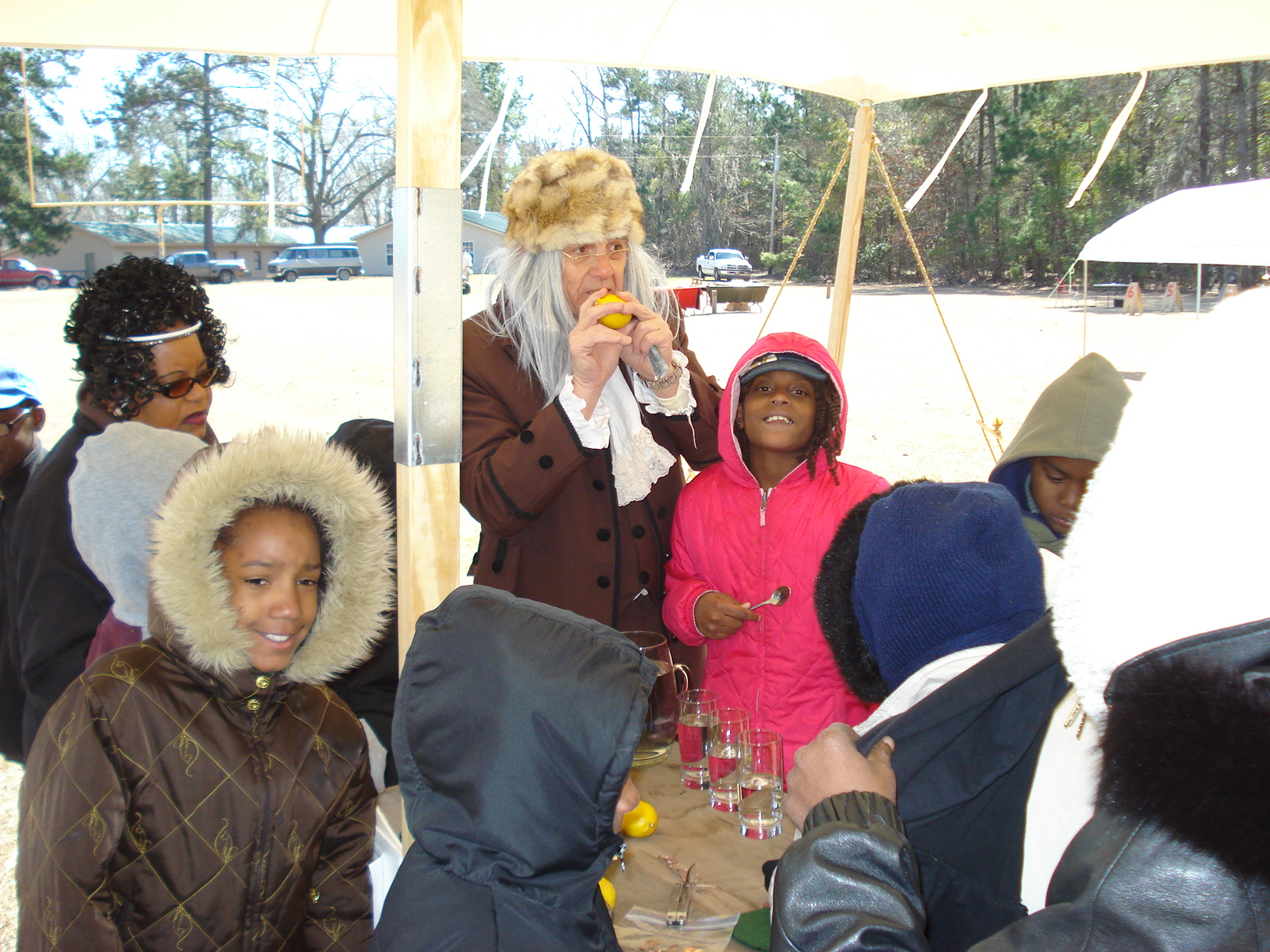 Encampment students with Ben Franklin