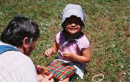 Margaret showing weaving